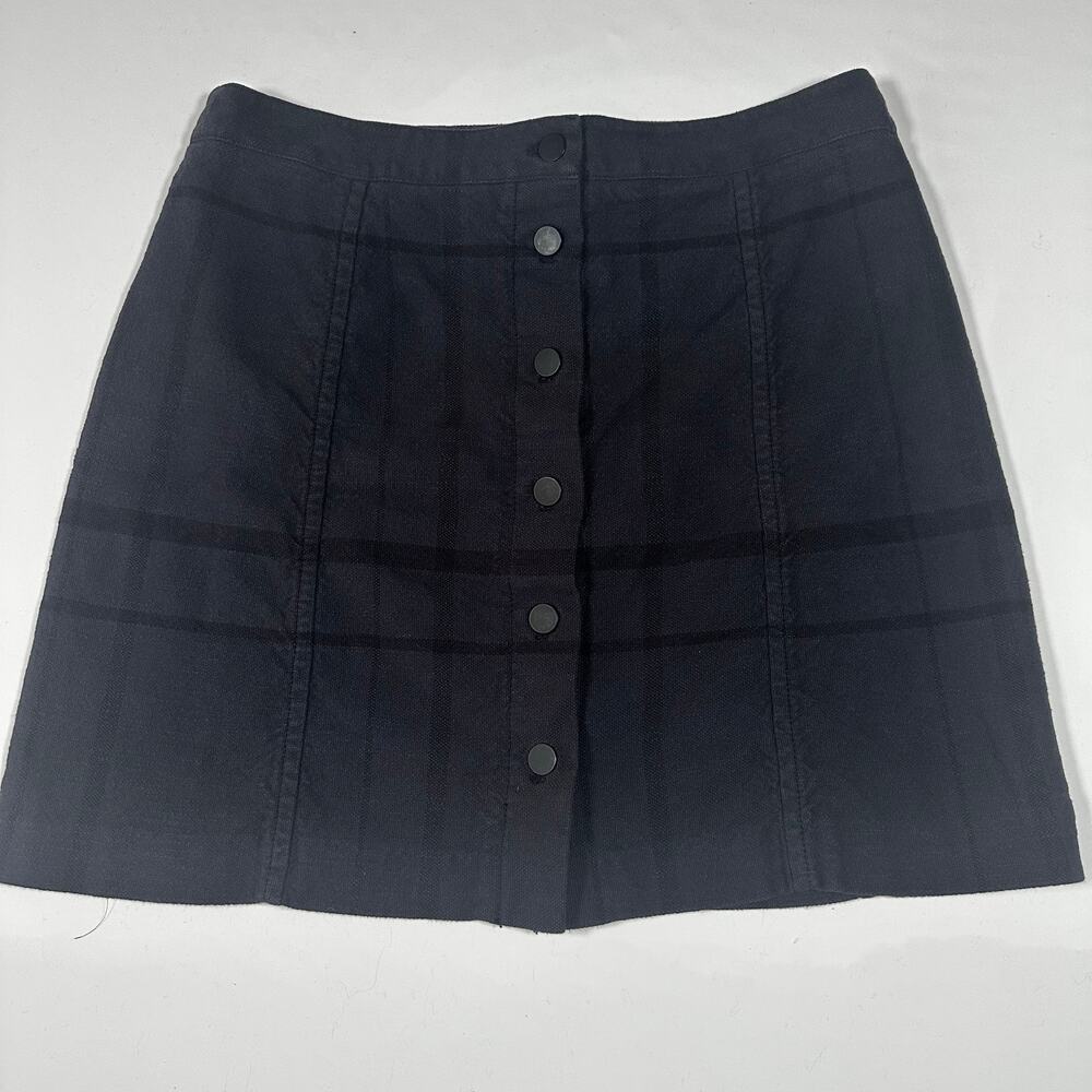 LOFT Plaid Button-Down Mini Skirt